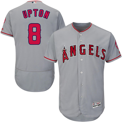 Angels of Anaheim #8 Justin Upton Grey Flexbase Authentic Collection Stitched MLB Jersey